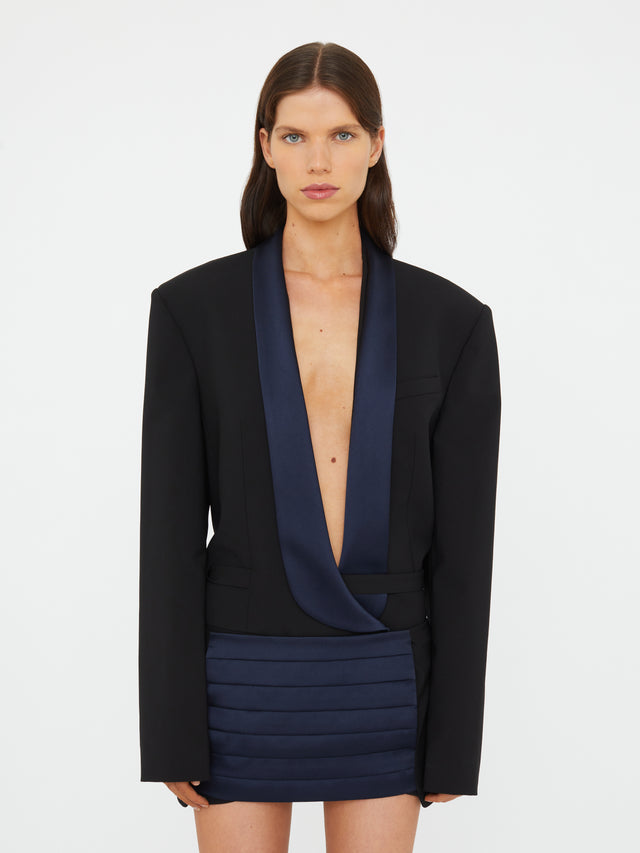 Tuxedo Contrast Wool Blazer