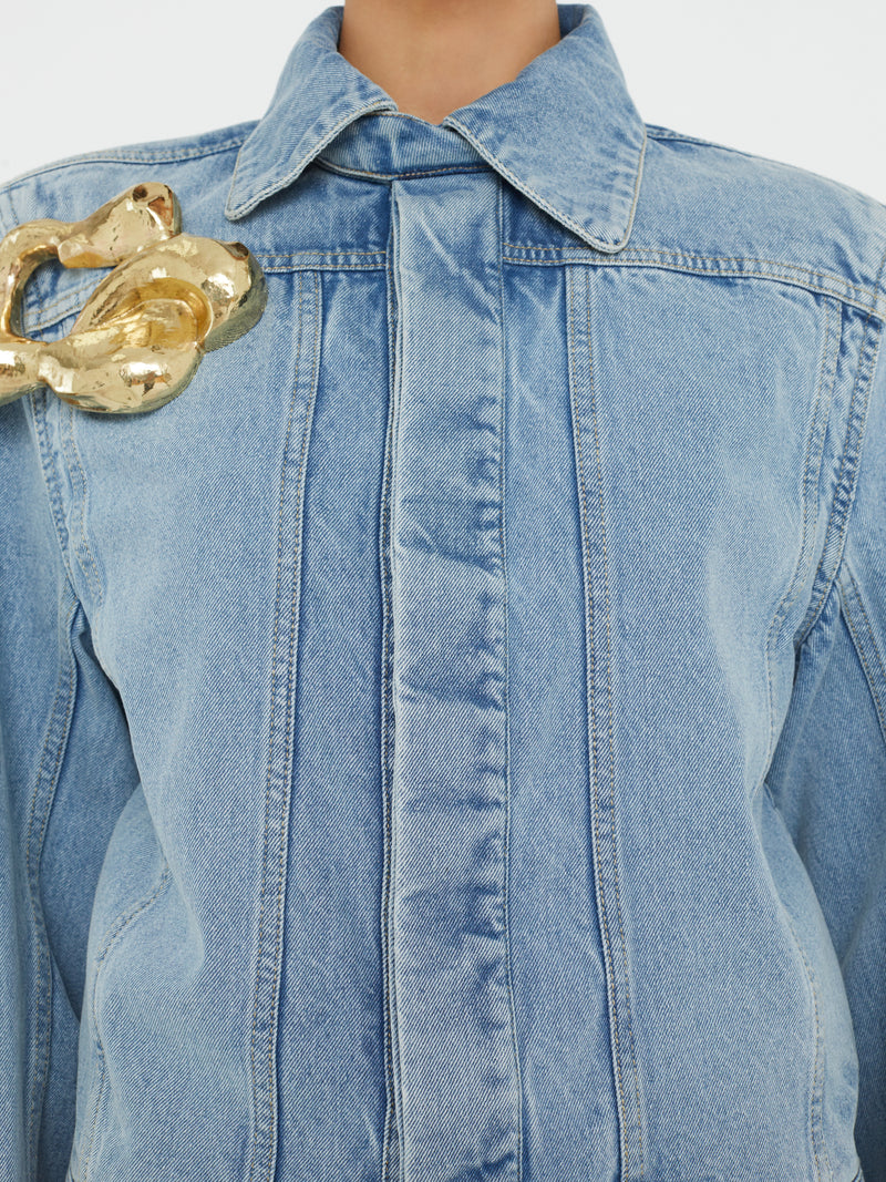 Sculptured Corsage Denim Jacket - Image 5