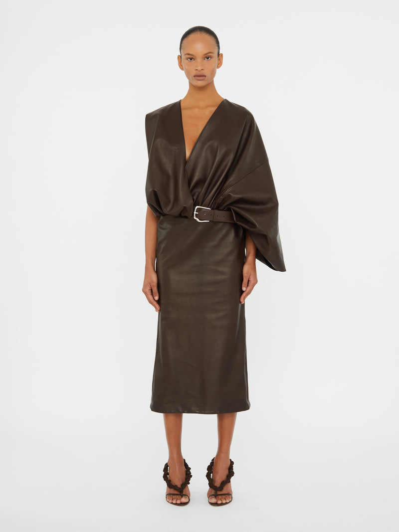 Swaddled Belted Leather Dress - Image 1