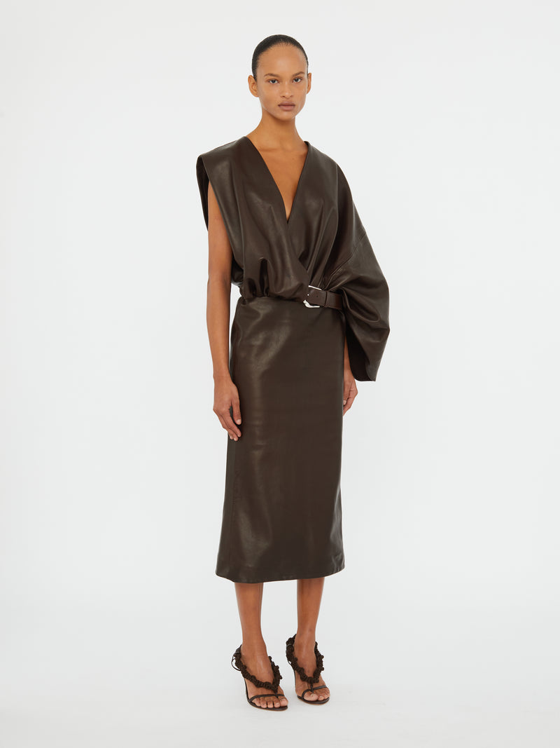 Swaddled Belted Leather Dress - Image 3
