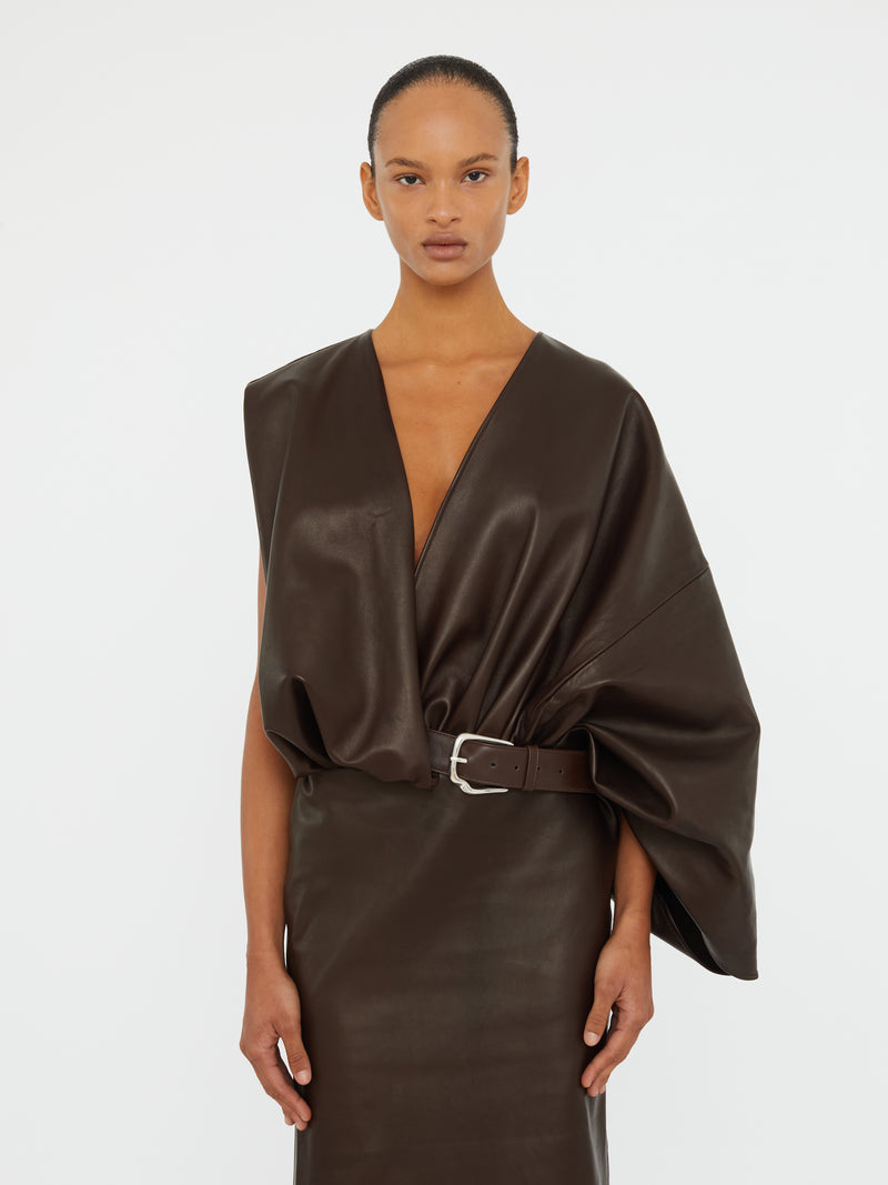 Swaddled Belted Leather Dress - Image 4
