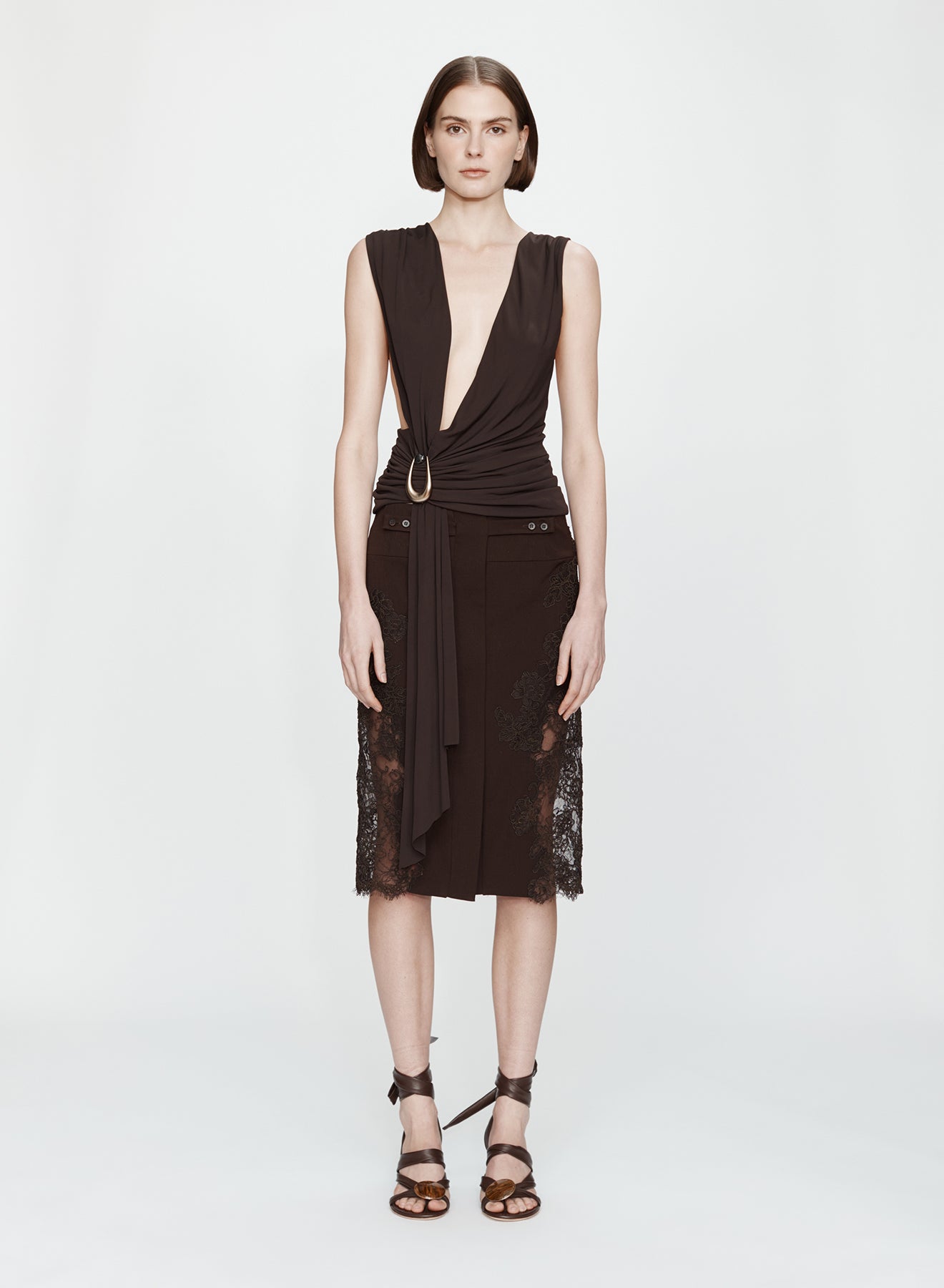 Stone Pin Scarf Drape Top