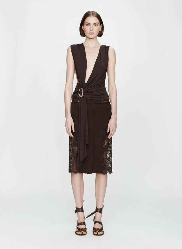 Stone Pin Scarf Drape Top