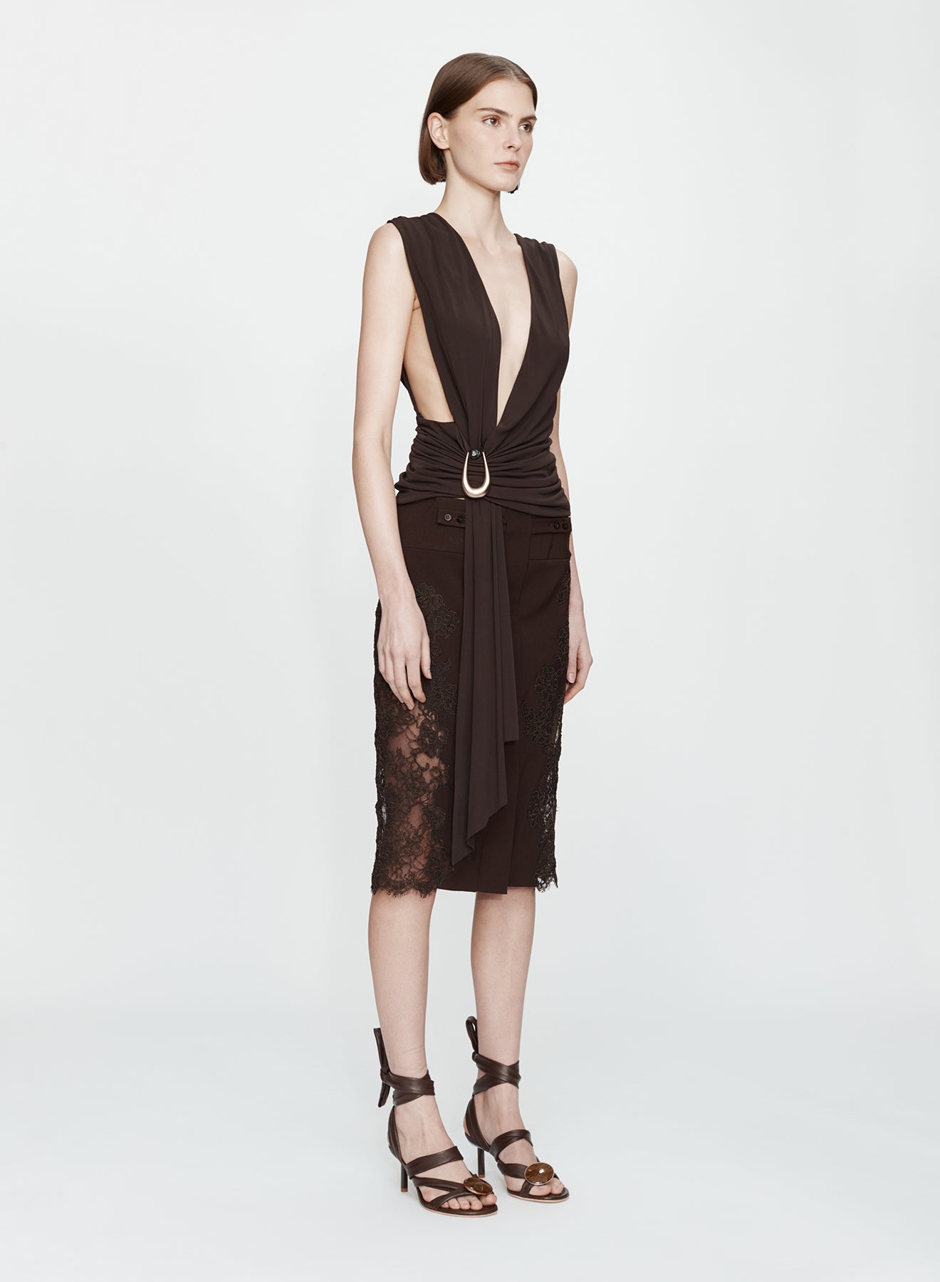 Stone Pin Scarf Drape Top