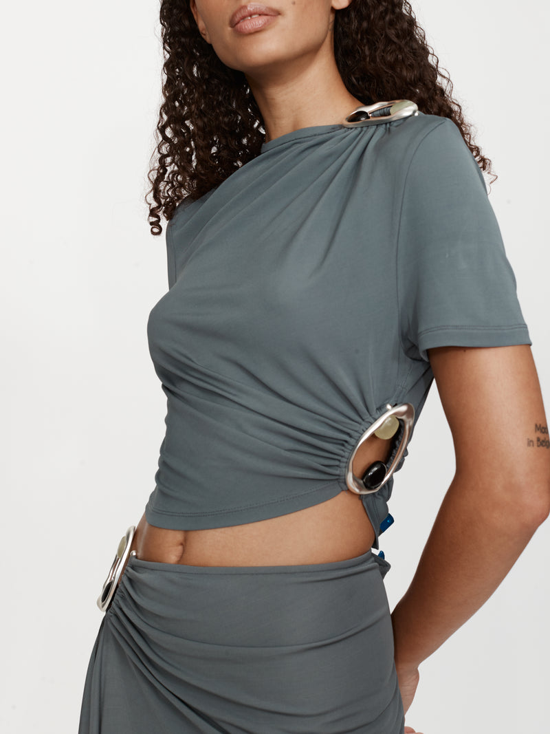 Orica Crystal Ruched Jersey Tee - Image 3