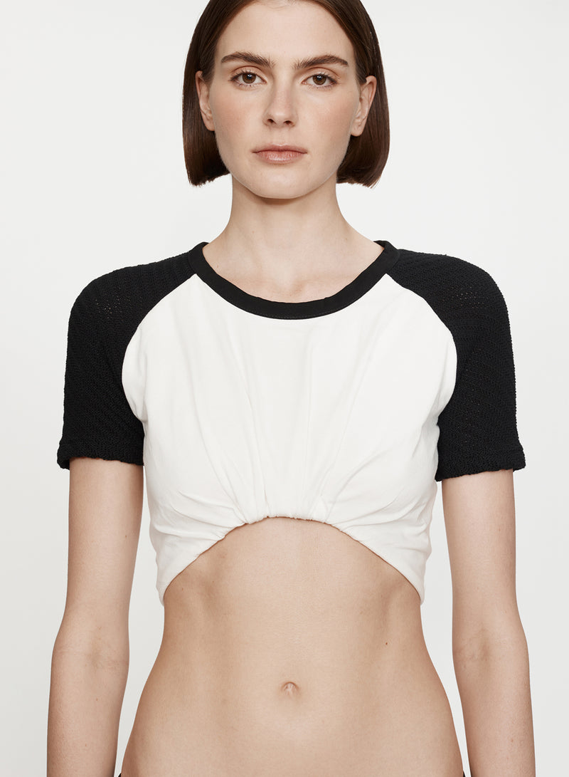 Tucked Ringer Jersey Knit Tee - Image 3