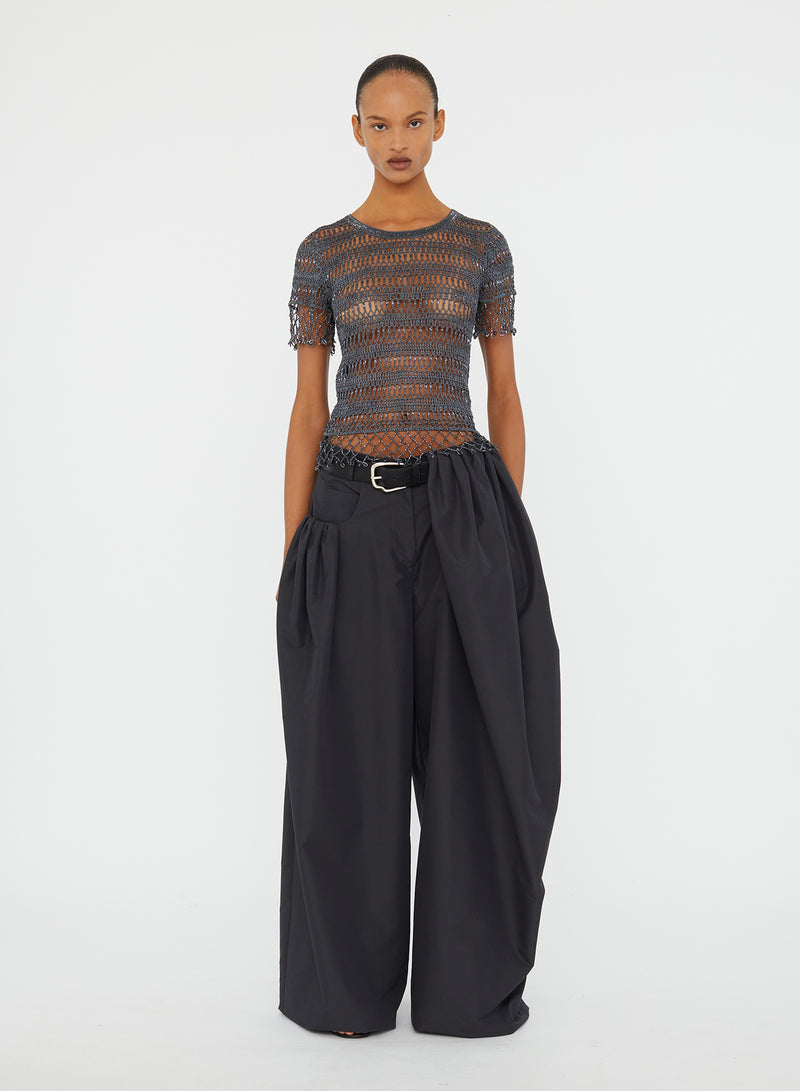 Cocoon Belted Taffeta Trouser - Image 1