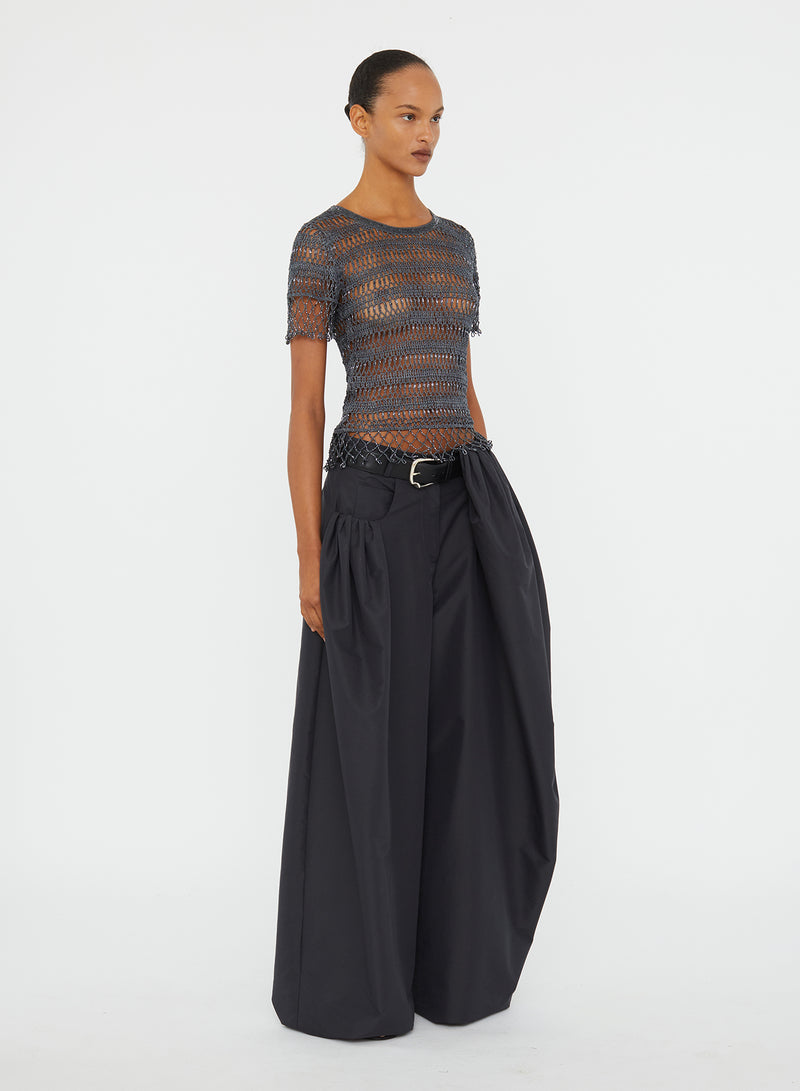 Cocoon Belted Taffeta Trouser - Image 3