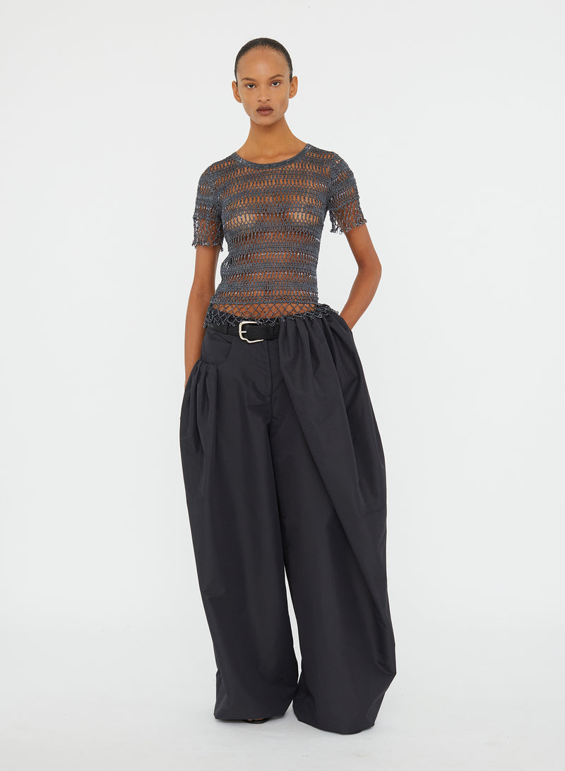 Cocoon Belted Taffeta Trouser - Image 4