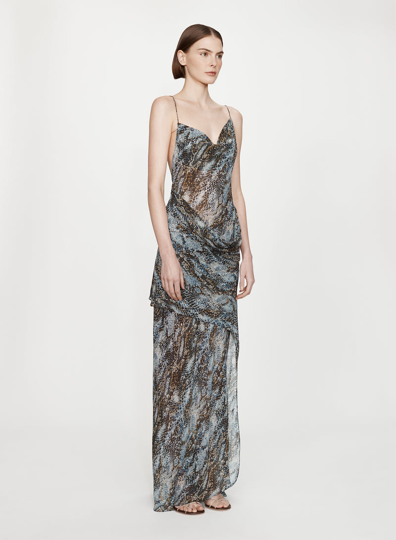 Cowl Hip Slip Print Dress - Image 2