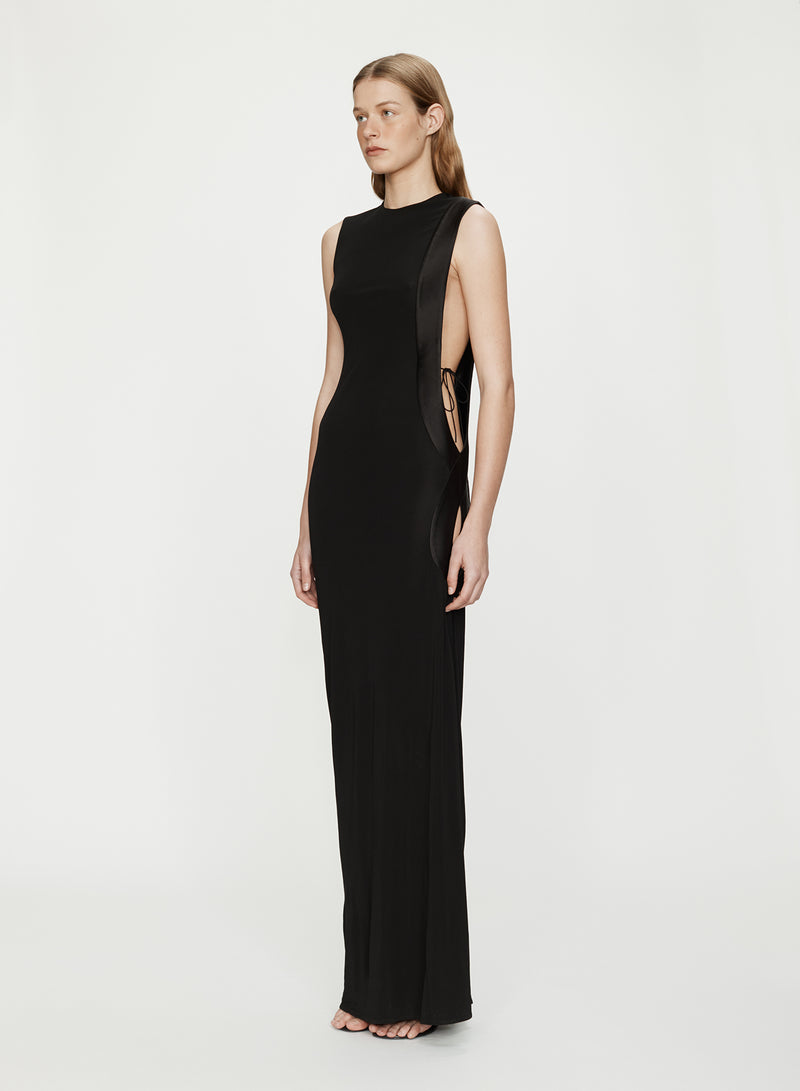 Infinity Cutaway Satin Trimmed Dress - Image 1