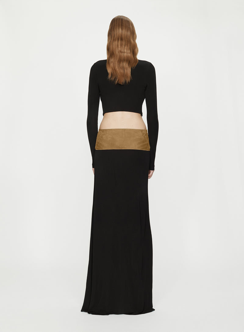 Contour Suede Belted Long Sleeve Gown - Image 3