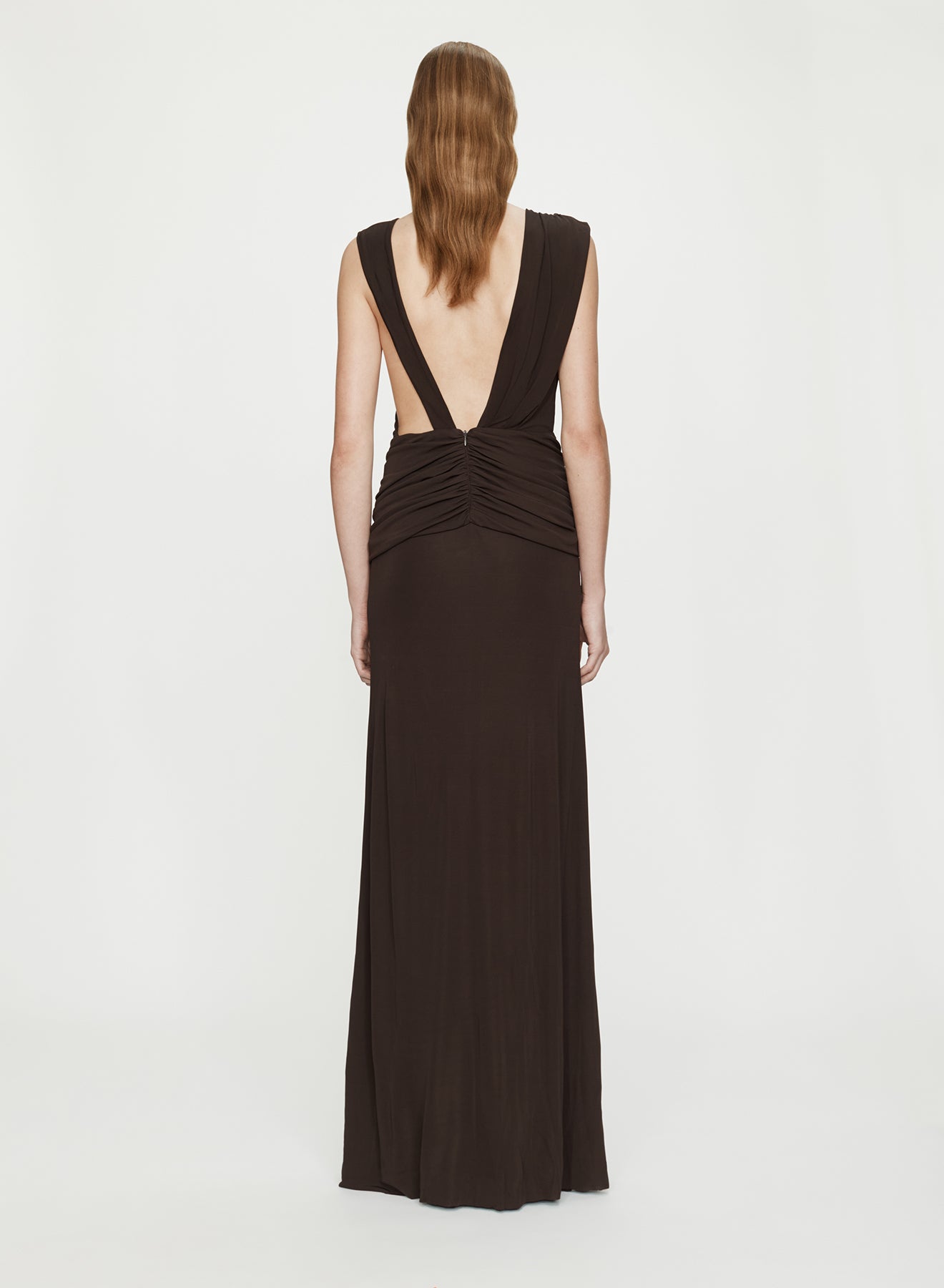 Stone Pin Scarf Drape Long Dress