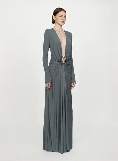 Orica Crystal Ruched Long Sleeve Dress