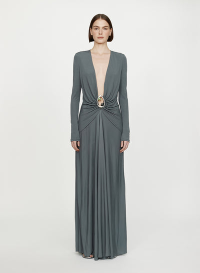 Orica Crystal Ruched Long Sleeve Dress
