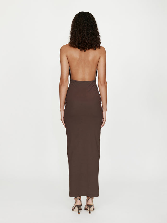 Mineral Stone Ruched Halter Lycra Dress