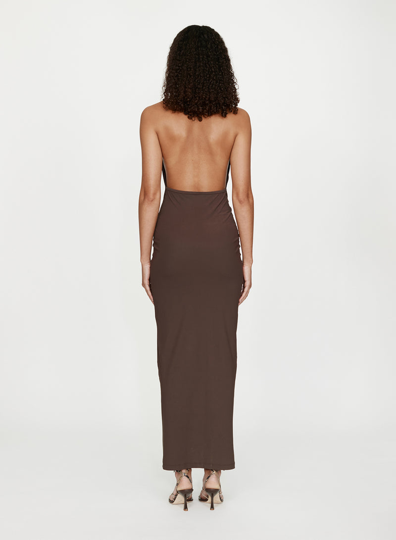 Mineral Stone Ruched Halter Lycra Dress - Image 4