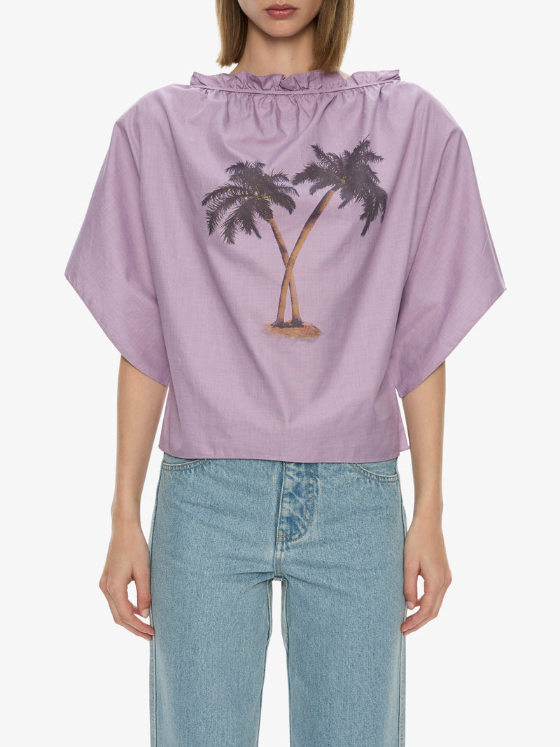 Mirage Palm Poplin Top - Image 4