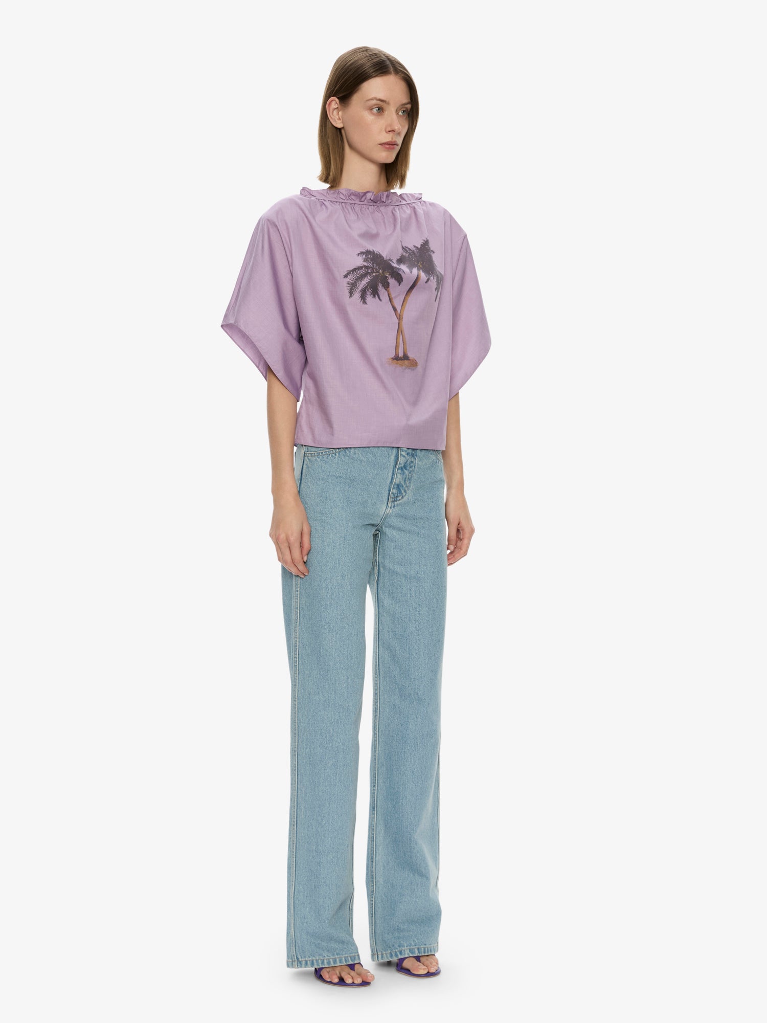 Mirage Palm Poplin Top