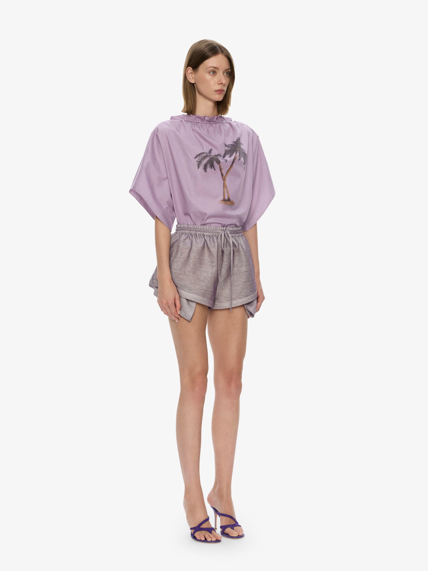 Mirage Palm Poplin Top