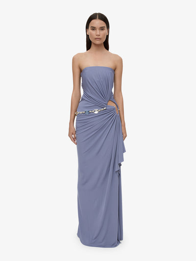 Crystal Cable Chain Strapless Gown