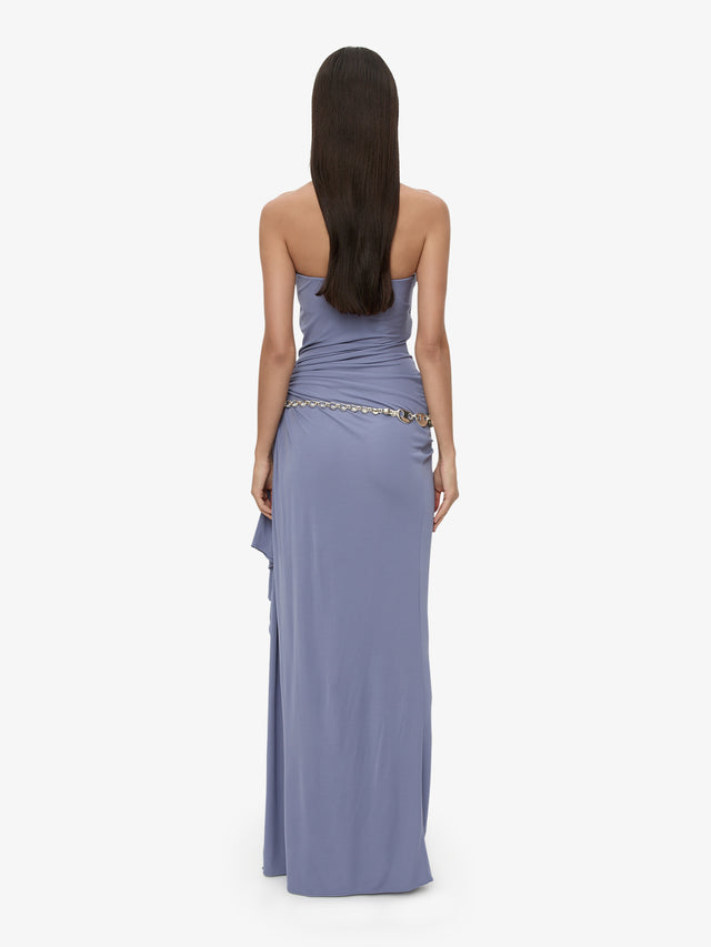 Crystal Cable Chain Strapless Gown