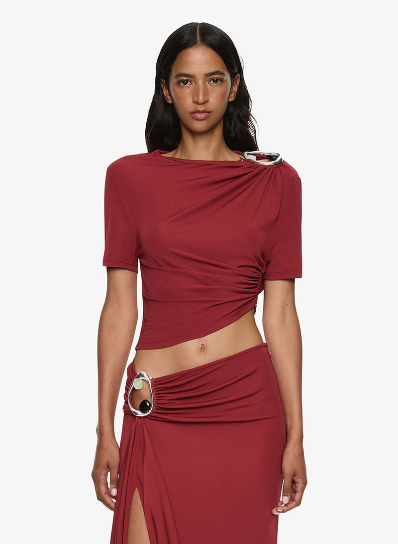 Orica Crystal Ruched Jersey Tee - Image 1