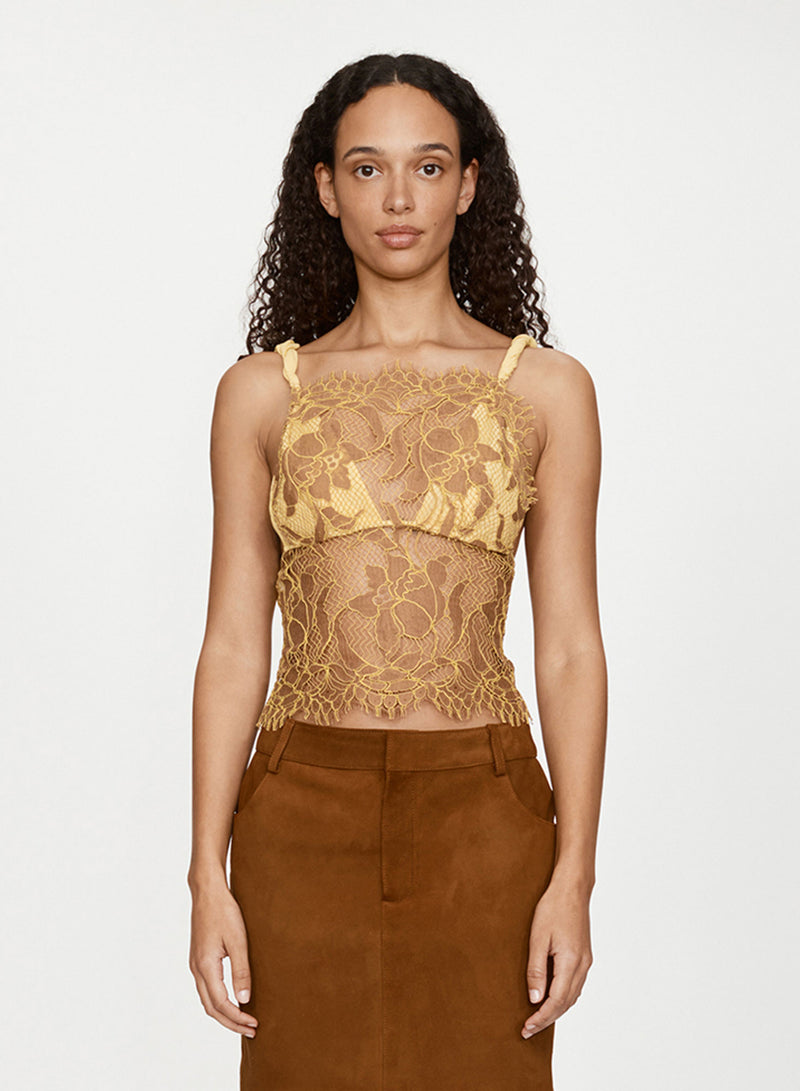 Aluna Lace Draped Silk Cami - Image 1