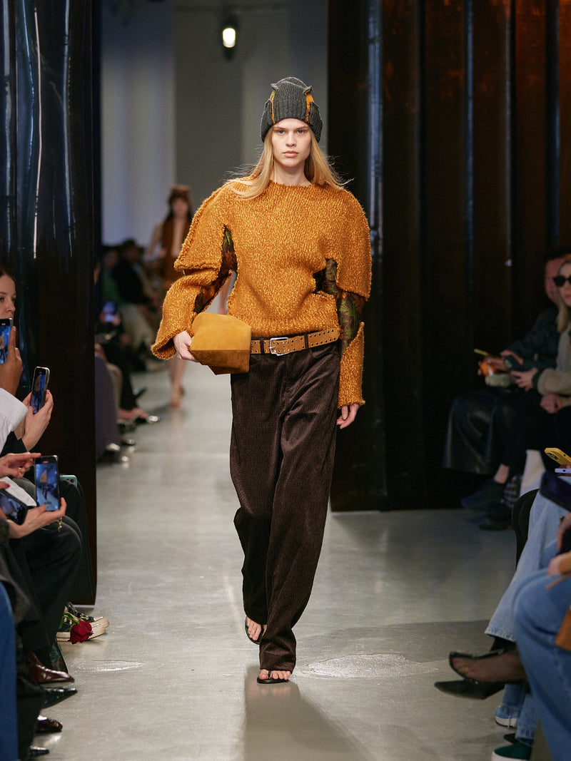 Deconstructed Brocade Knit Sweater - Image 1