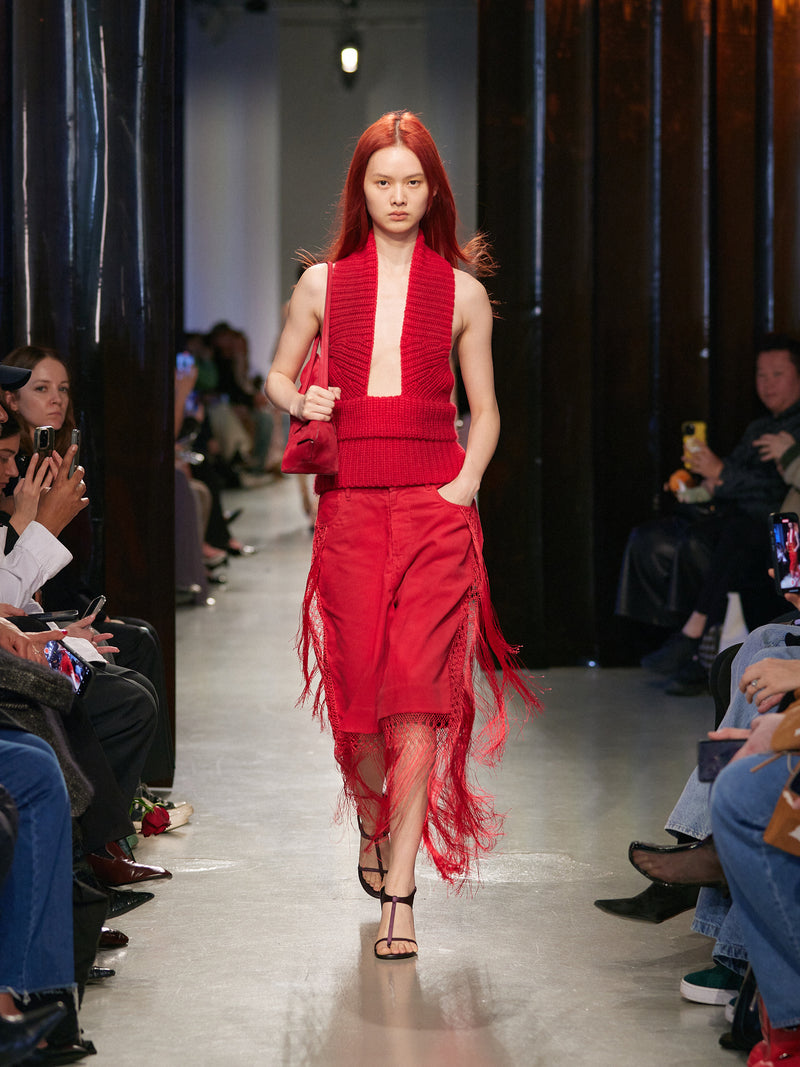 Macrame Fringed Corduroy Cropped Jean - Image 1