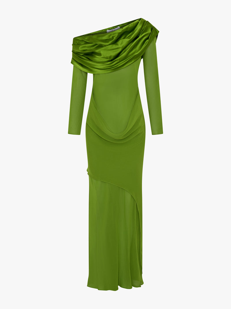 Silk Draped Shawl Dress - Image 5