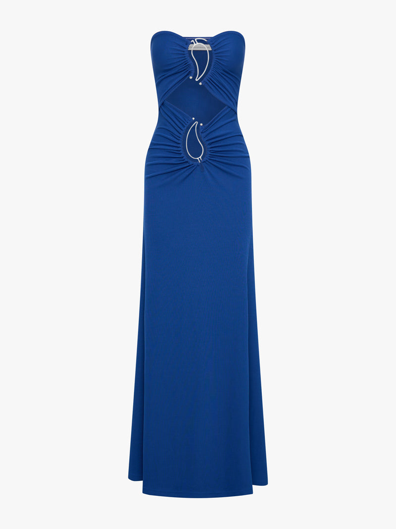 Paisley Ruched Disconnect Strapless Dress - Image 5