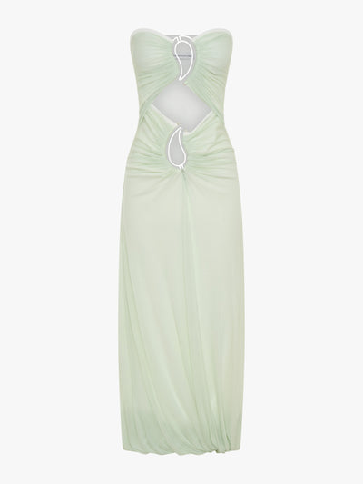 Paisley Overlay Encased Strapless Dress