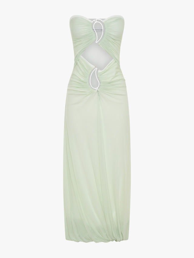 Paisley Overlay Encased Strapless Dress