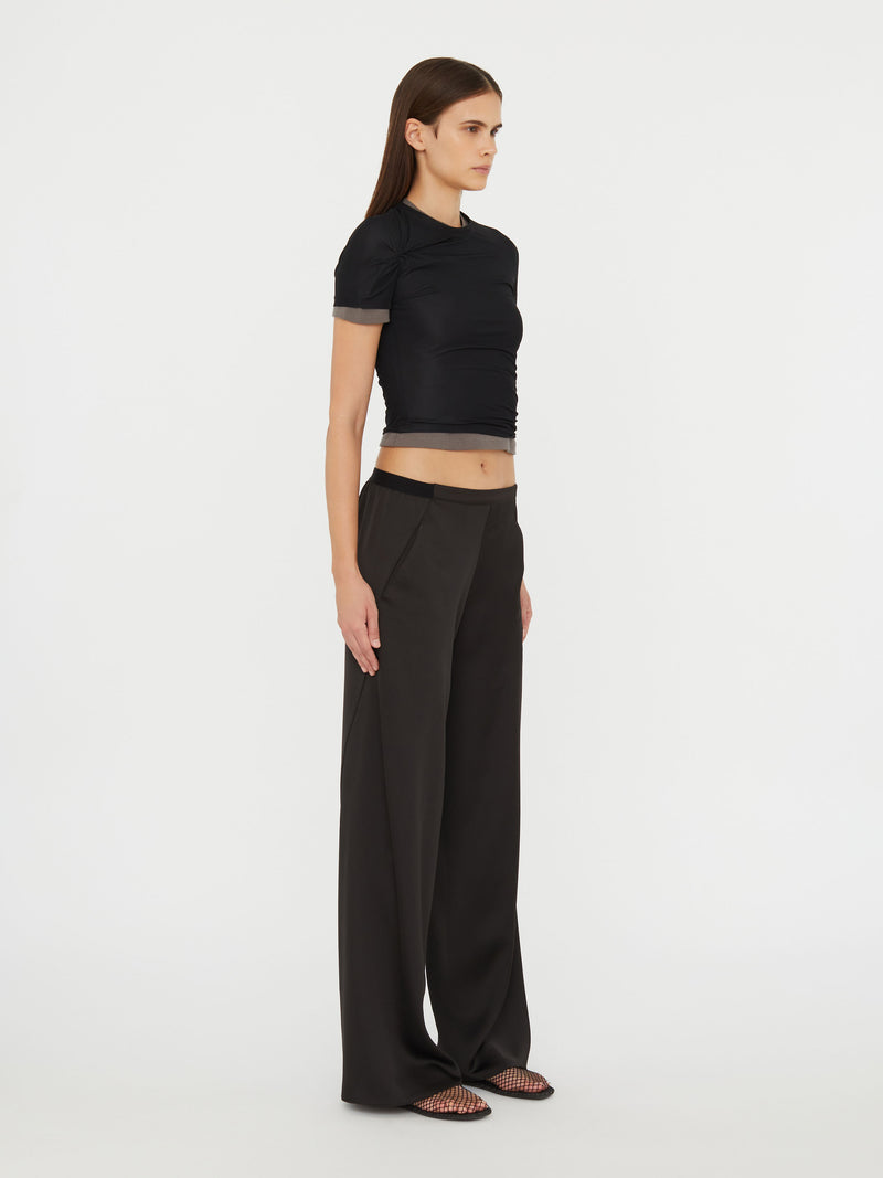 Sheer Overlay Loophole Rib Tee - Image 3