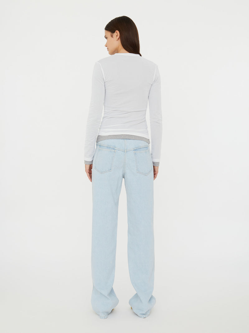 Sheer Overlay Peephole Rib Top - Image 5