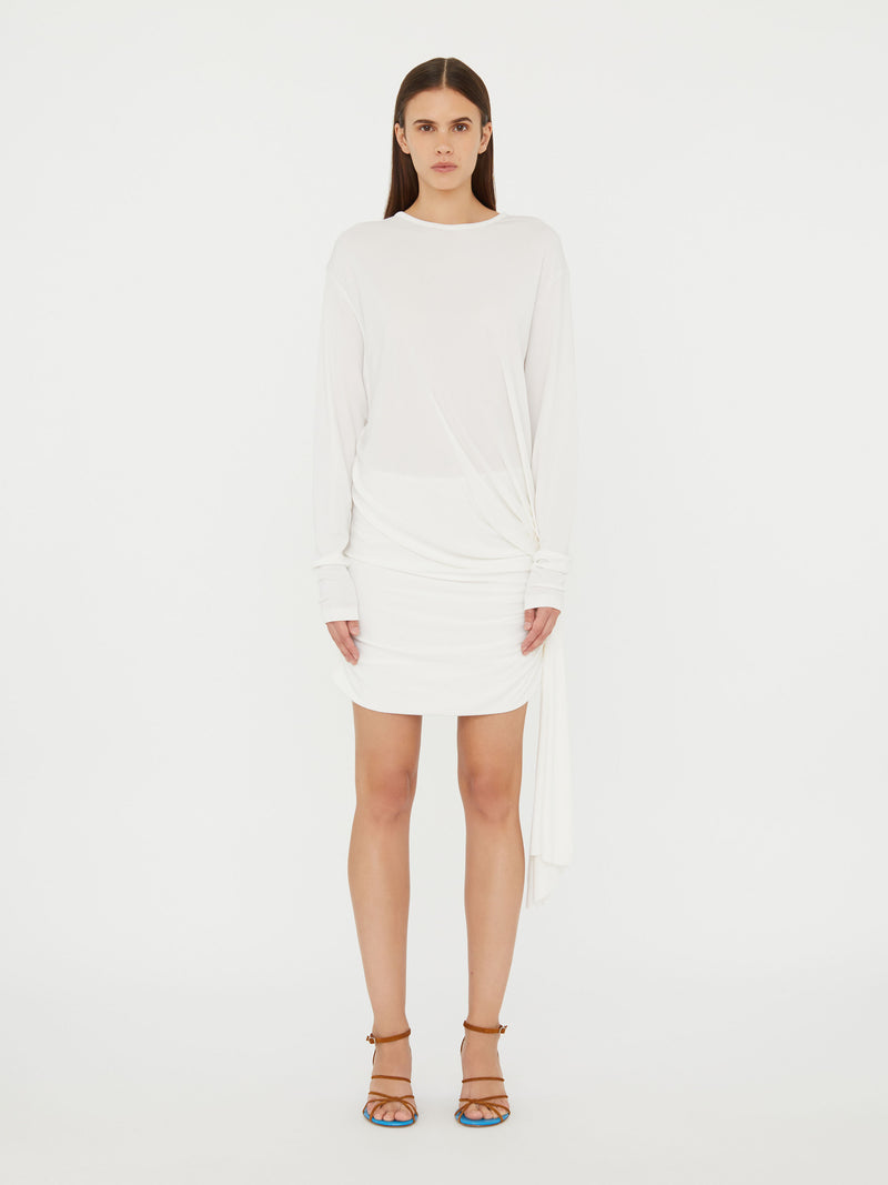 Side Cowl Drape Extension Dress - Image 1