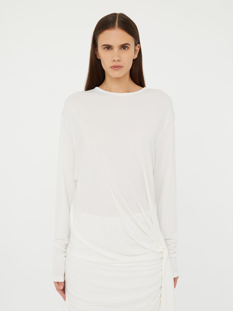 Side Cowl Drape Extension Dress - Image 4