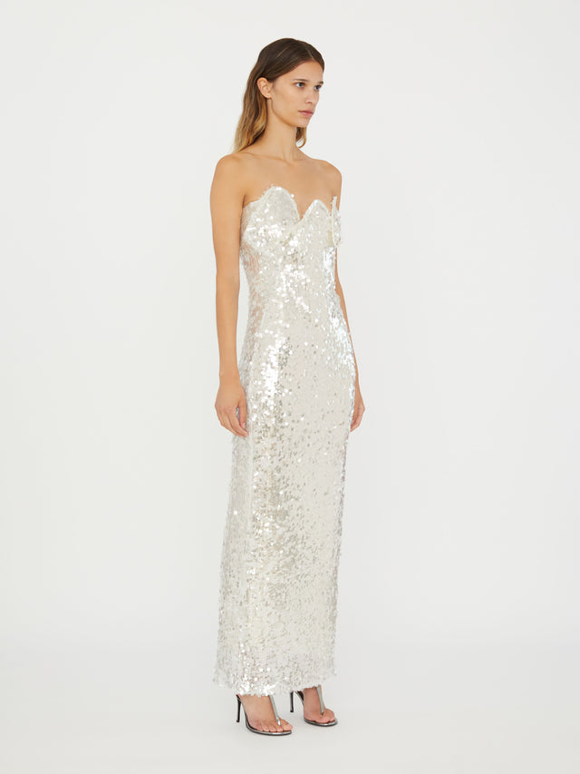 Opaline Sequin Strapless Gown