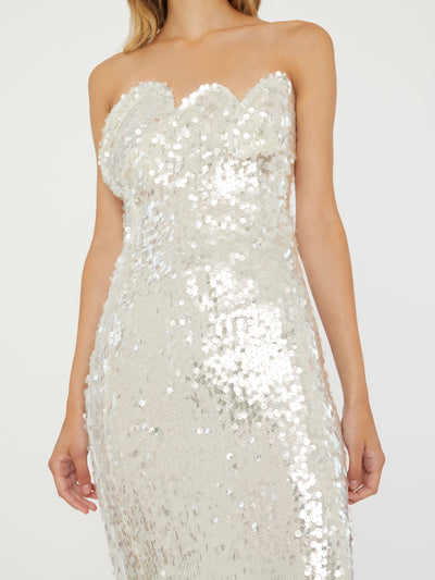 Opaline Sequin Strapless Gown