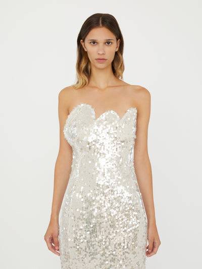 Opaline Sequin Strapless Gown