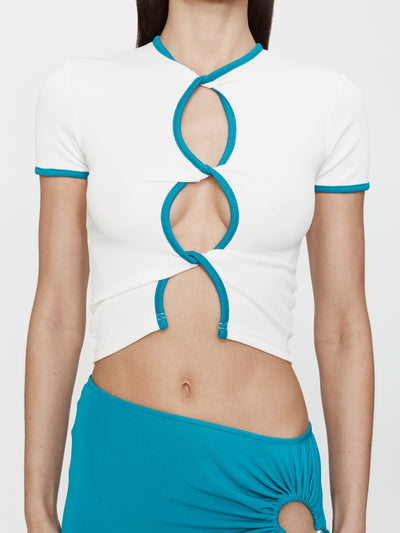 Open Twist Contrast Bind Tee