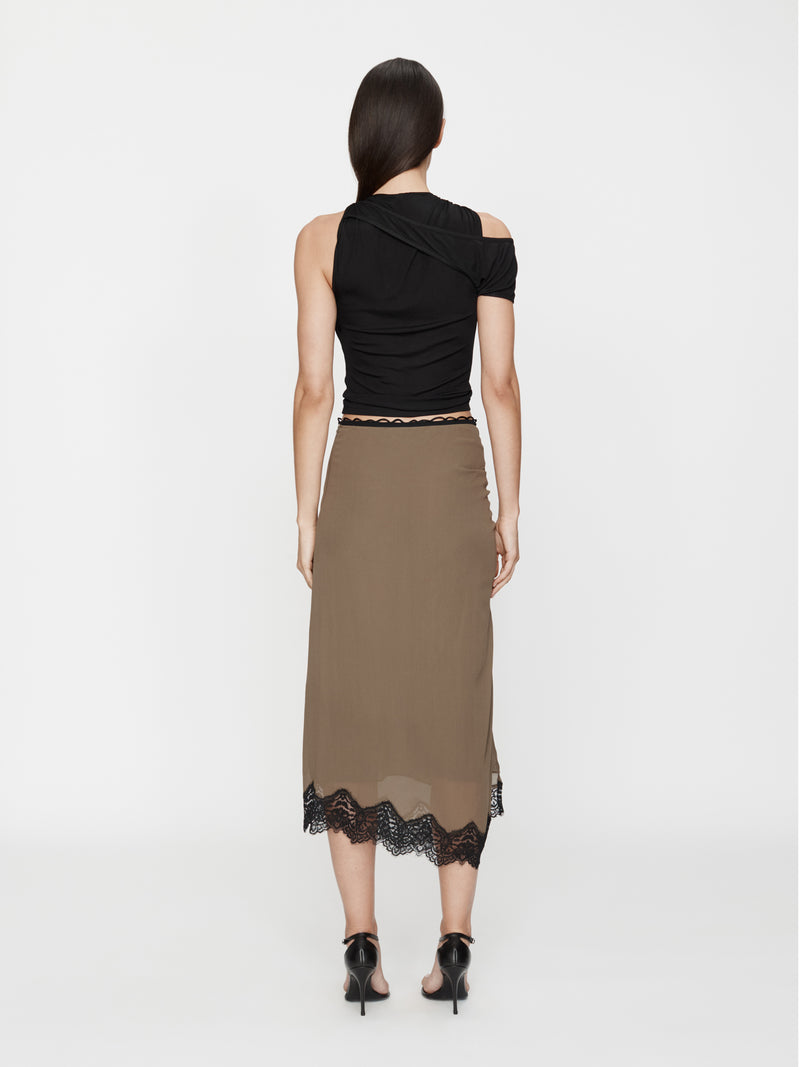 Crimped Lace Gathered Silk Skirt - Image 2