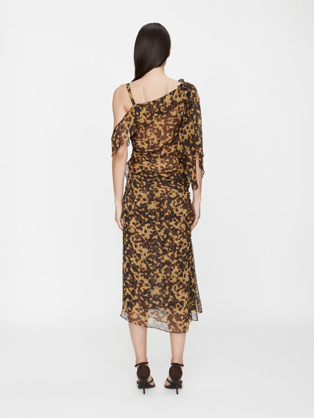 Cord Trimmed Silk Ruche Skirt