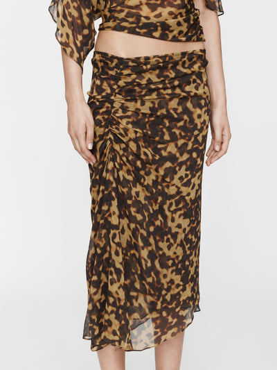 Cord Trimmed Silk Ruche Skirt