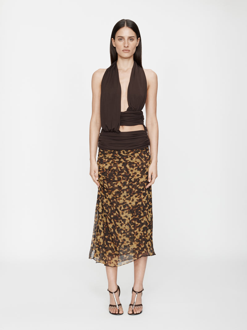 Cord Trimmed Silk Ruche Skirt - Image 2