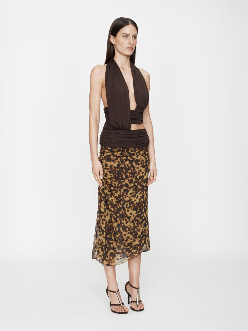 Cord Trimmed Silk Ruche Skirt - Image 3