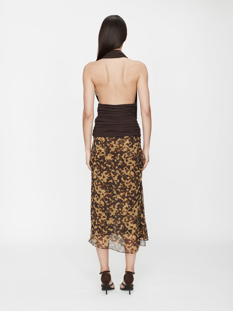 Cord Trimmed Silk Ruche Skirt - Image 4