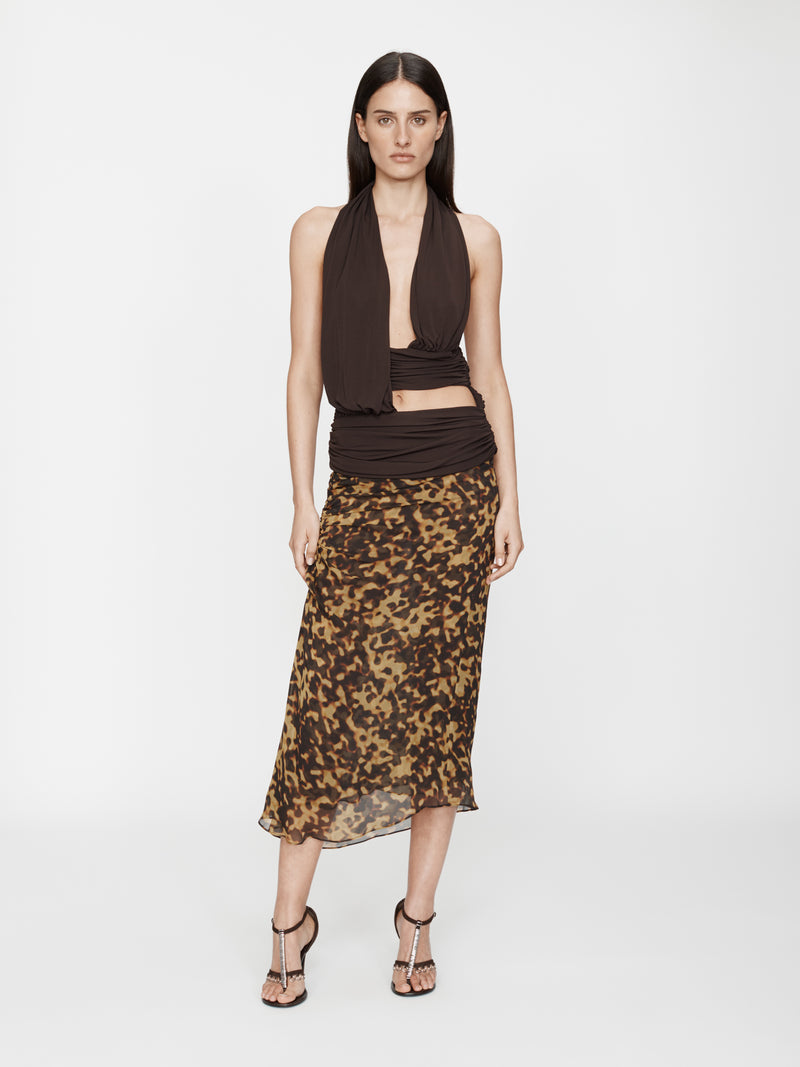 Cord Trimmed Silk Ruche Skirt - Image 1