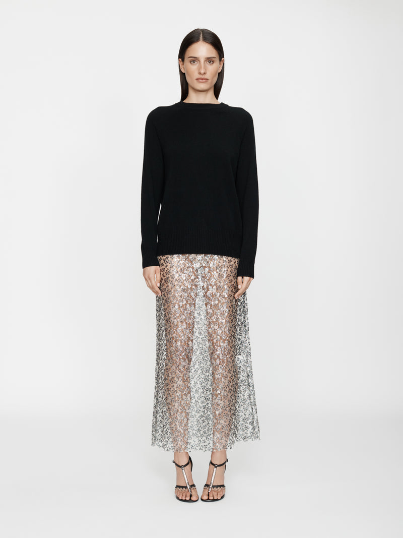 Sequinned Lace Column Skirt - Image 1